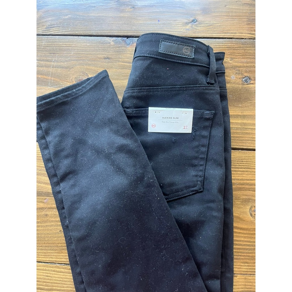 AG Adriano Goldschmied Alexxis Slim High Rise Distressed Black Jeans 27 - Picture 9 of 10